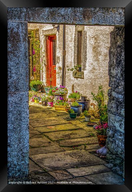 Lerwick, shetland courtyard and garden Framed Print by Richard Ashbee