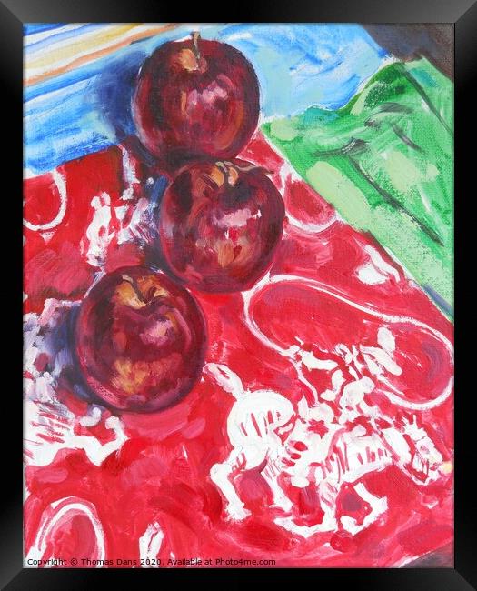 Apple Round-up, Image of Oil Painting Framed Print by Thomas Dans