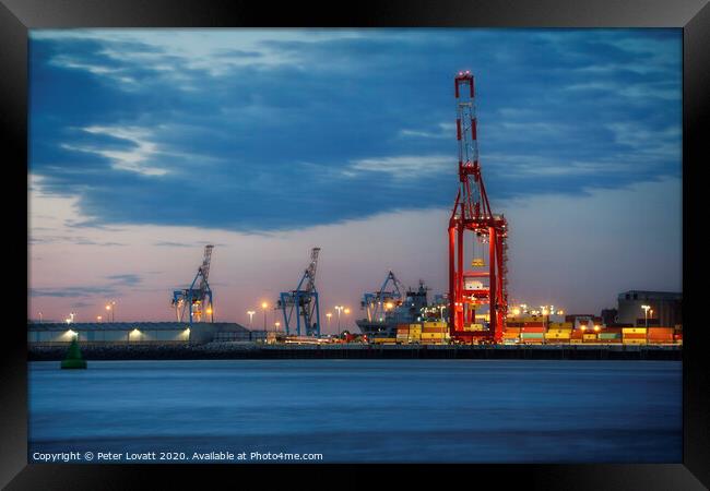 Seaforth Docks container terminal Framed Print by Peter Lovatt  LRPS