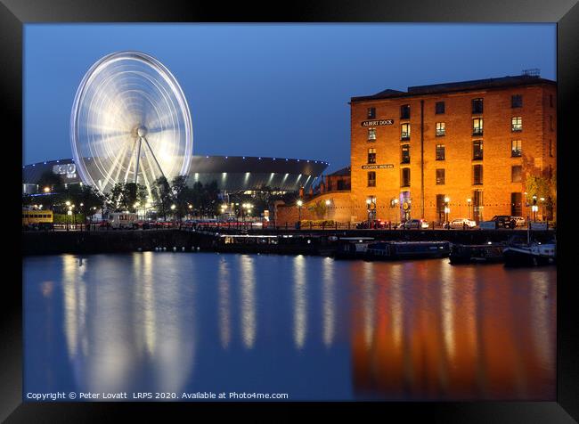 Albert Dock at Night Framed Print by Peter Lovatt  LRPS