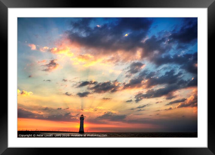 Fort Perch Rock Lighthouse at Sunset Framed Mounted Print by Peter Lovatt  LRPS