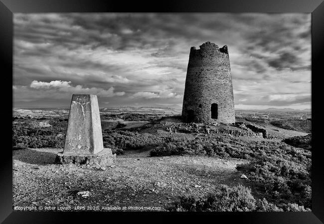 Trig point and old Mill, Parys Mountain, Anglesey Framed Print by Peter Lovatt  LRPS