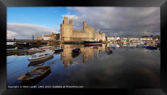 Caernarfon Castle and Harbour Panorama Framed Print by Peter Lovatt  LRPS
