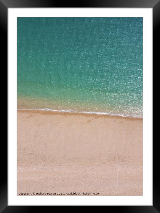 Calm Slapton Sands from the Sky Framed Mounted Print by Richard Fearon