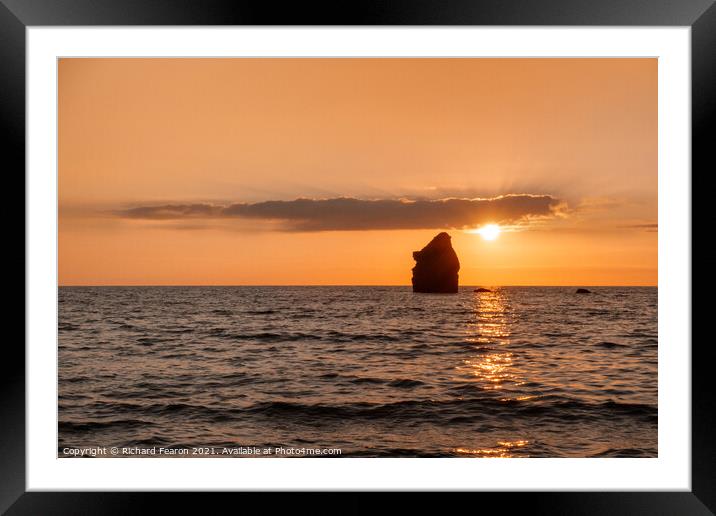 Sunset reflecting off the sea at South Milton Devo Framed Mounted Print by Richard Fearon