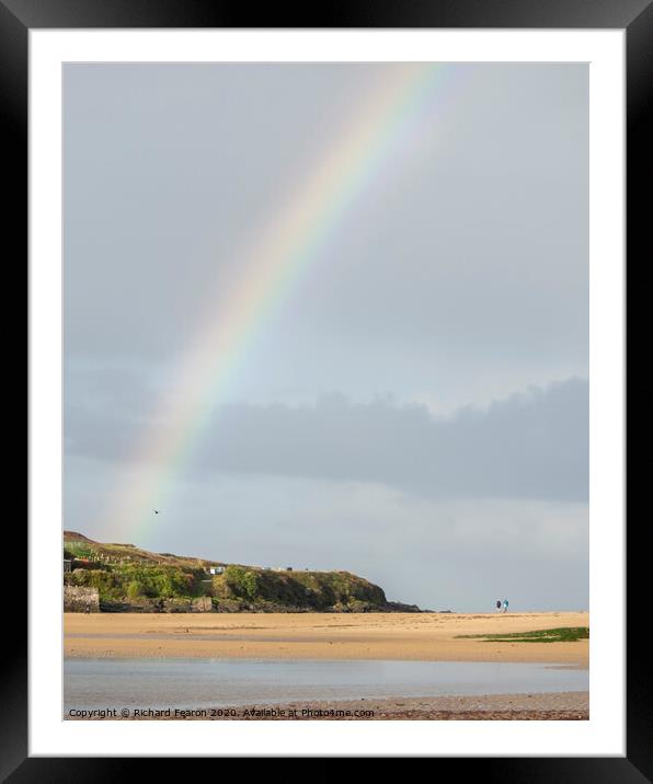 Rainbow over Burgh Island Framed Mounted Print by Richard Fearon