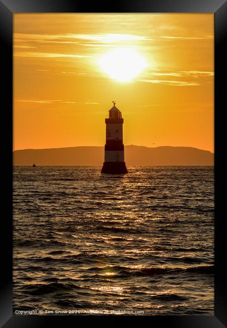 Trwyn Du lighthouse on Anglesey at Sunrise Framed Print by Tim Snow