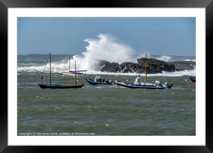 Storm Ellen at Trearddur Bay on Anglesey Framed Mounted Print by Tim Snow