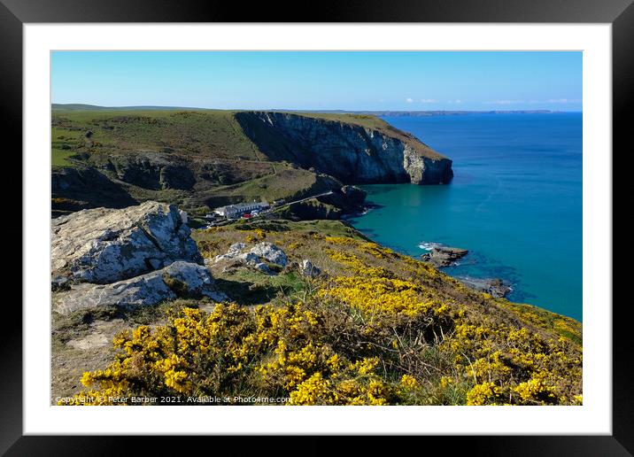 A wide angle landscape photo of Trebarwith strand  Framed Mounted Print by Peter Barber