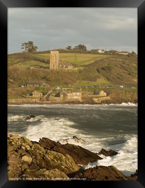 Wembury Bay Church Framed Print by Peter Barber