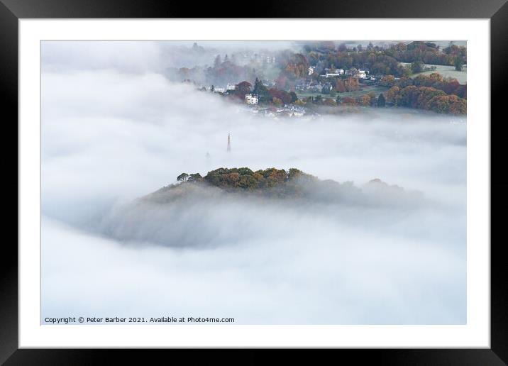 Keswick Church and Castlehead Wood during a cloud inversion in t Framed Mounted Print by Peter Barber