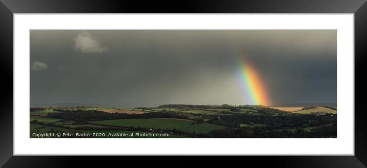 Rainbow over Warnford Framed Mounted Print by Peter Barber