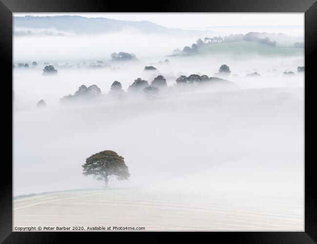 South Downs Mist Layers Framed Print by Peter Barber