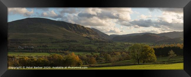 Threlkeld Autumn Panorama Framed Print by Peter Barber