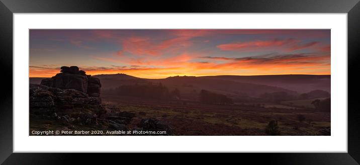 Stunning sunset over Hound Tor Framed Mounted Print by Peter Barber