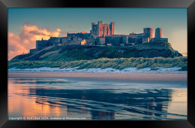 Bamburgh Castle Golden Hour Framed Print by Dick Lloyd