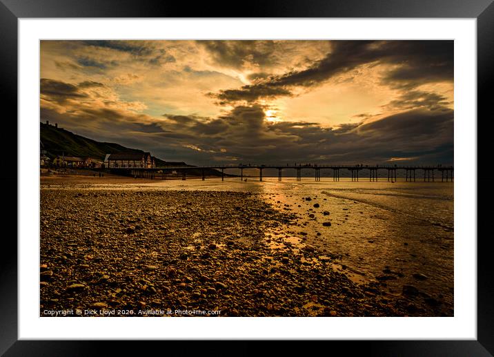 Saltburn Stormy Sunset Framed Mounted Print by Dick Lloyd