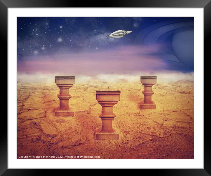 Landing on Mars sureal artwork Framed Mounted Print by Ingo Menhard