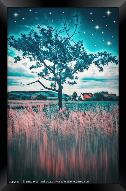 Aurora the glowing tree artwork Framed Print by Ingo Menhard