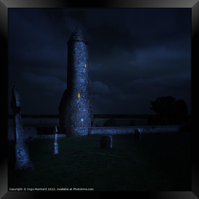 The magic tower of Clonmacnoise in Ireland Framed Print by Ingo Menhard