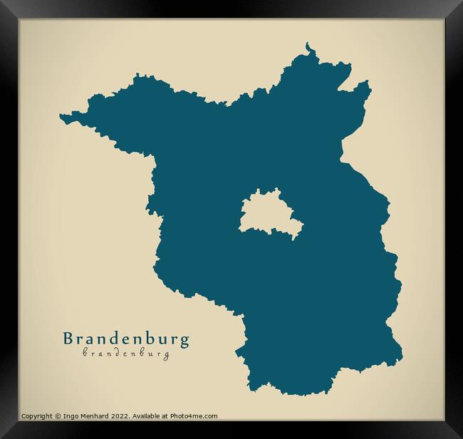 Modern Map - Brandenburg DE Framed Print by Ingo Menhard