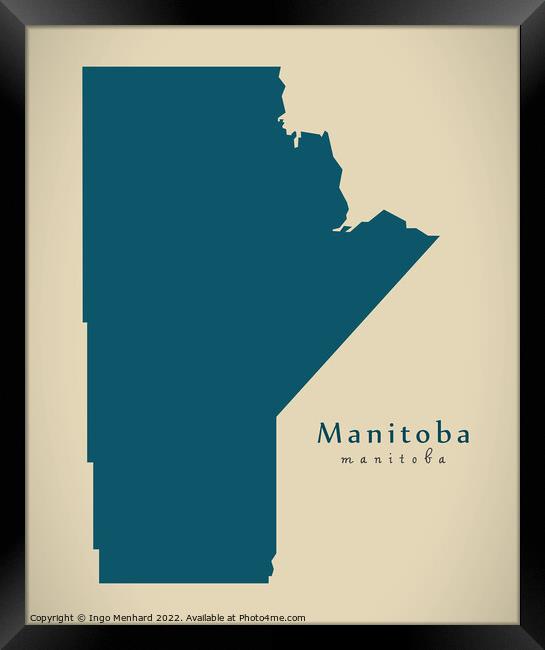 Modern Map - Manitoba CA Framed Print by Ingo Menhard