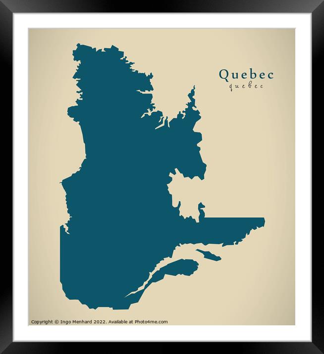 Modern Map - Quebec CA Framed Mounted Print by Ingo Menhard