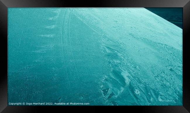 Closeup of an icy front car window Framed Print by Ingo Menhard