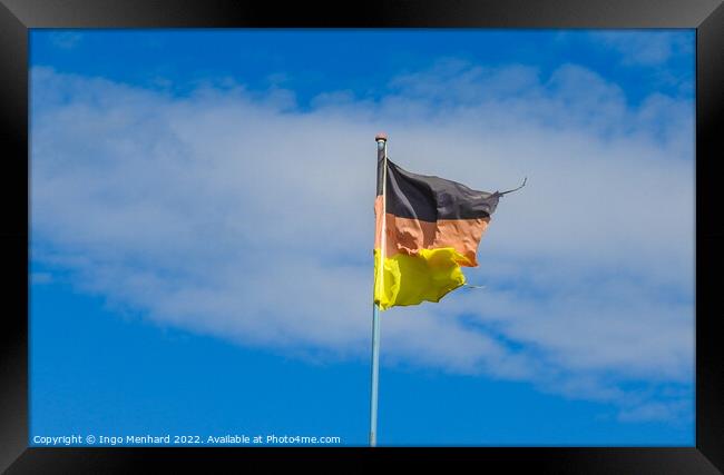 German national flag in front of blue sky Framed Print by Ingo Menhard