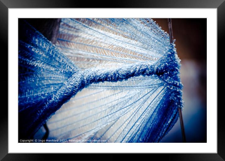 Closeup shot of blue mesh Framed Mounted Print by Ingo Menhard