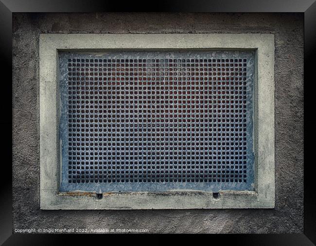 Abstract ventilation grill on a concrete wall Framed Print by Ingo Menhard