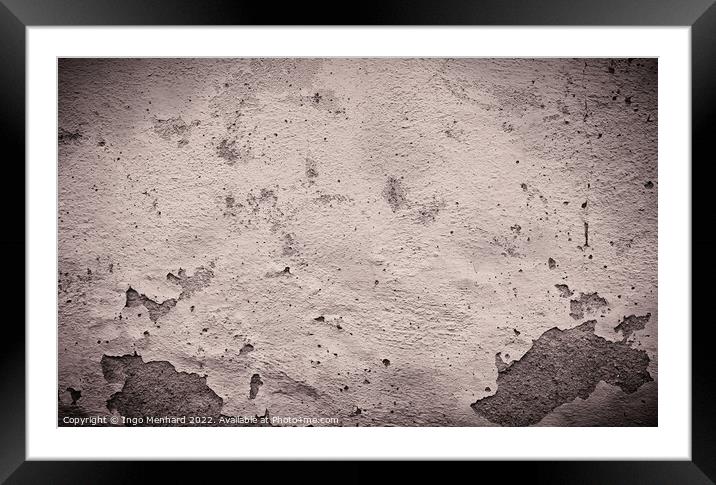 Weathered and rough old wall beige background Framed Mounted Print by Ingo Menhard