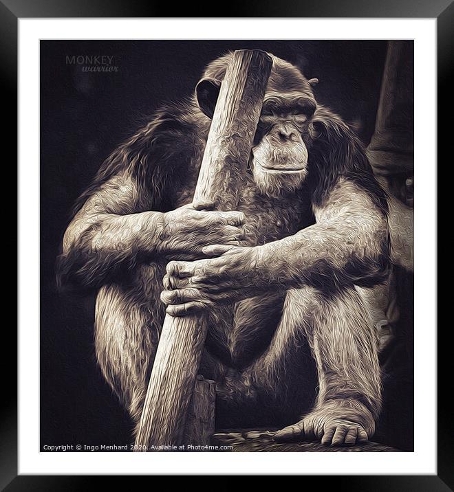 Monkey warrior Framed Mounted Print by Ingo Menhard