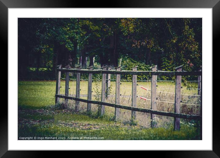 Wooden paddock fence Framed Mounted Print by Ingo Menhard