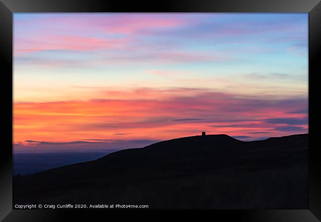 Colorful sunset over Rivington Pike Framed Print by Craig Cunliffe