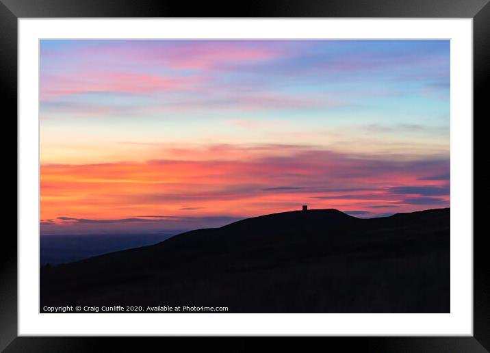 Colorful sunset over Rivington Pike Framed Mounted Print by Craig Cunliffe