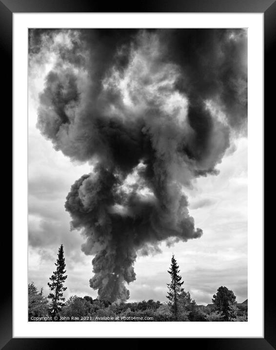 Oily smoke plume Framed Mounted Print by John Rae