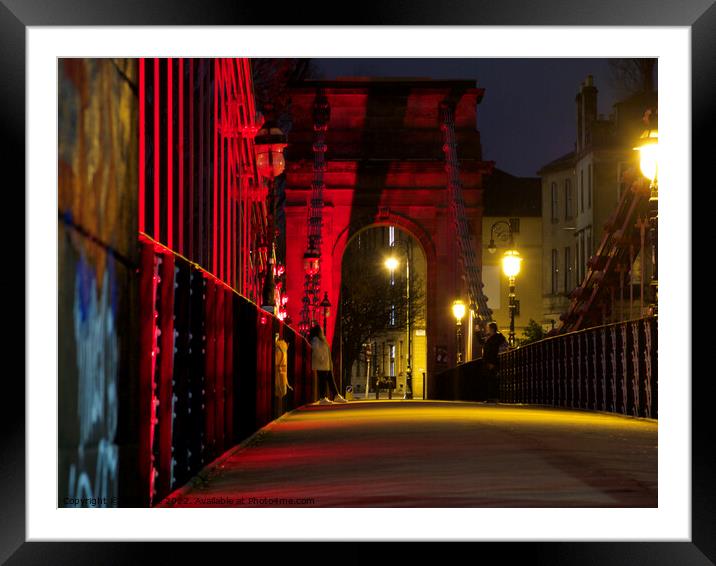 Portland Street bridge at night Framed Mounted Print by John Rae