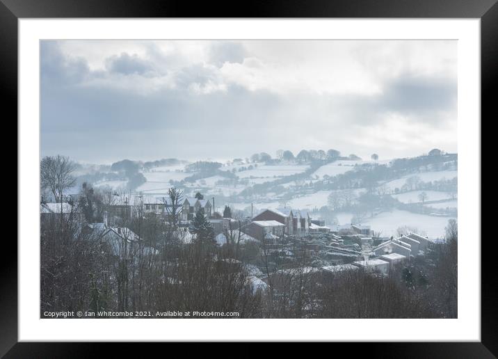 First Snow of the new year arrives in Risca. Framed Mounted Print by Ian Whitcombe