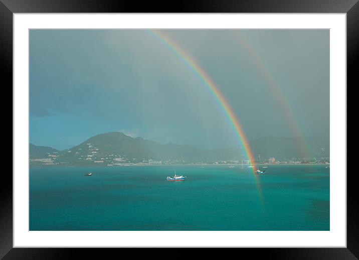 Rainbow over the bay  Framed Mounted Print by wesley brannan