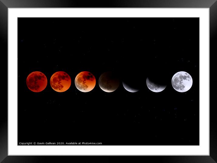 Blood Moon Phase Framed Mounted Print by Gavin Gallivan