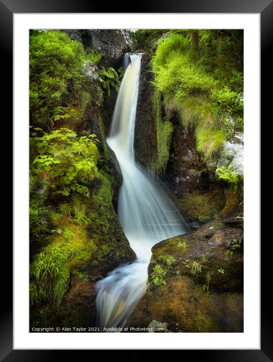 Pistyll Rhaeadr waterfall near Oswestry Framed Mounted Print by Alan Taylor