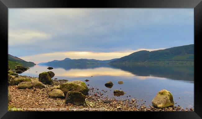 Loch Ness at Sunset Framed Print by Christopher Oxenham