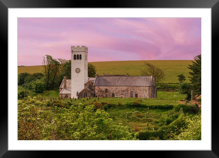 Heavenly Sunset at St James's Church, Manorbier Framed Mounted Print by Tracey Turner