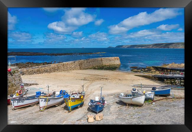 Sennen Cove Fishing Boats Framed Print by Tracey Turner