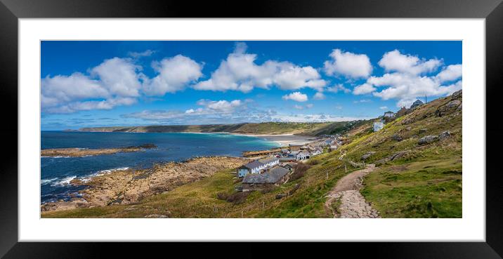 Stunning Panoramic View of Sennen Cove and Beach  Framed Mounted Print by Tracey Turner