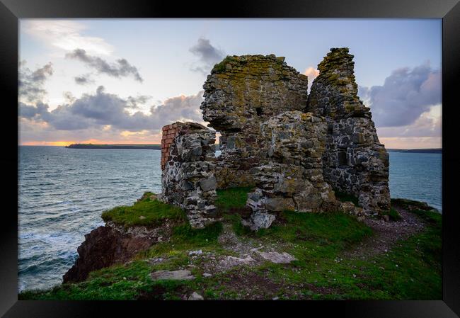 Remains of East Blockhouse, near Angle in Pembroke Framed Print by Tracey Turner