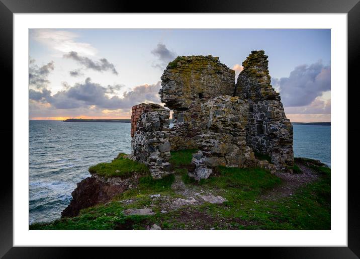 Remains of East Blockhouse, near Angle in Pembroke Framed Mounted Print by Tracey Turner