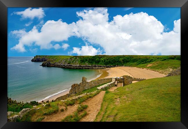 Beautiful Barafundle Bay in Pembrokeshire Framed Print by Tracey Turner