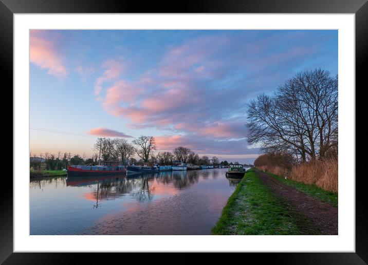 Canal Boats at Slimbridge on the Gloucester Canal Framed Mounted Print by Tracey Turner